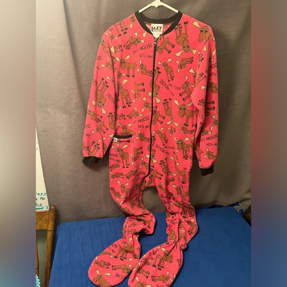 Lazy One fleece footed moose pajamas